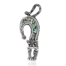 Whimsical Lazy Cat Brooch Silver Tone Crystal Kitten Pin Cute Animal Jewelry Gif