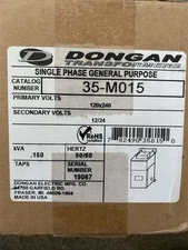 Donegan Single Phase General Purpose Transformer 120/240V To 12/24V Cat# 36-M015