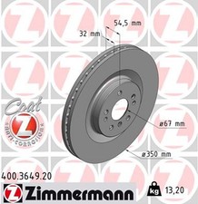 2x ZIMMERMANN Bremsscheibe COAT Z 400.3649.20 f&uuml;r W164 MERCEDES X164 KLASSE V251