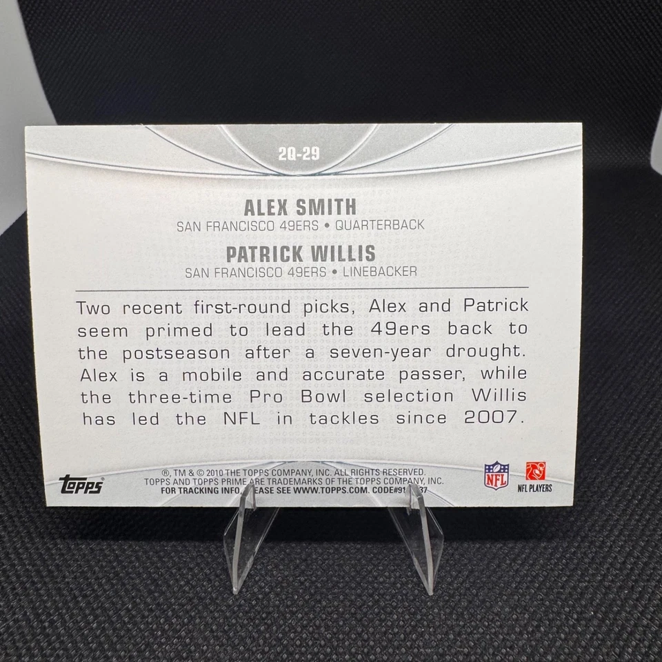 2010 Topps Prime - 2nd Quarter Alex Smith, Patrick Willis #2Q-29 - Image 2 of 2