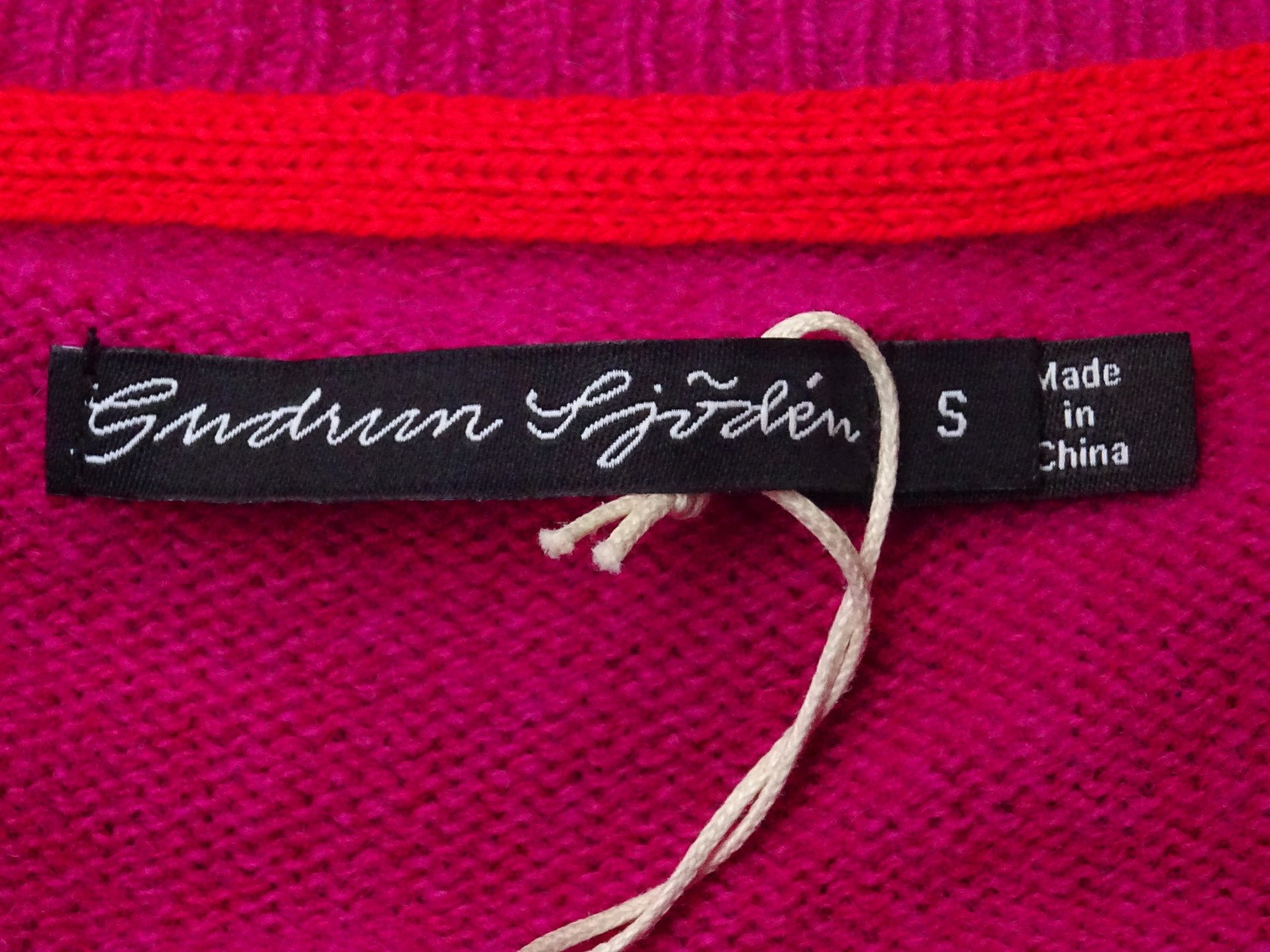 Gudrun Sjoden Striped Jumper Tunic Size S 8-10-12 Lambswool Pink & Red: 38" Bust image 3