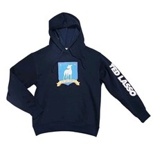 Ted Lasso AFC Rickmond Soccer Crest Hoodie Spell Out S Blue Fleece Lined Unisex