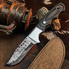 9.2" inch Damascus Steel Hunting Knife Full Tang Micarta Handle Leather Sheath — photo 1