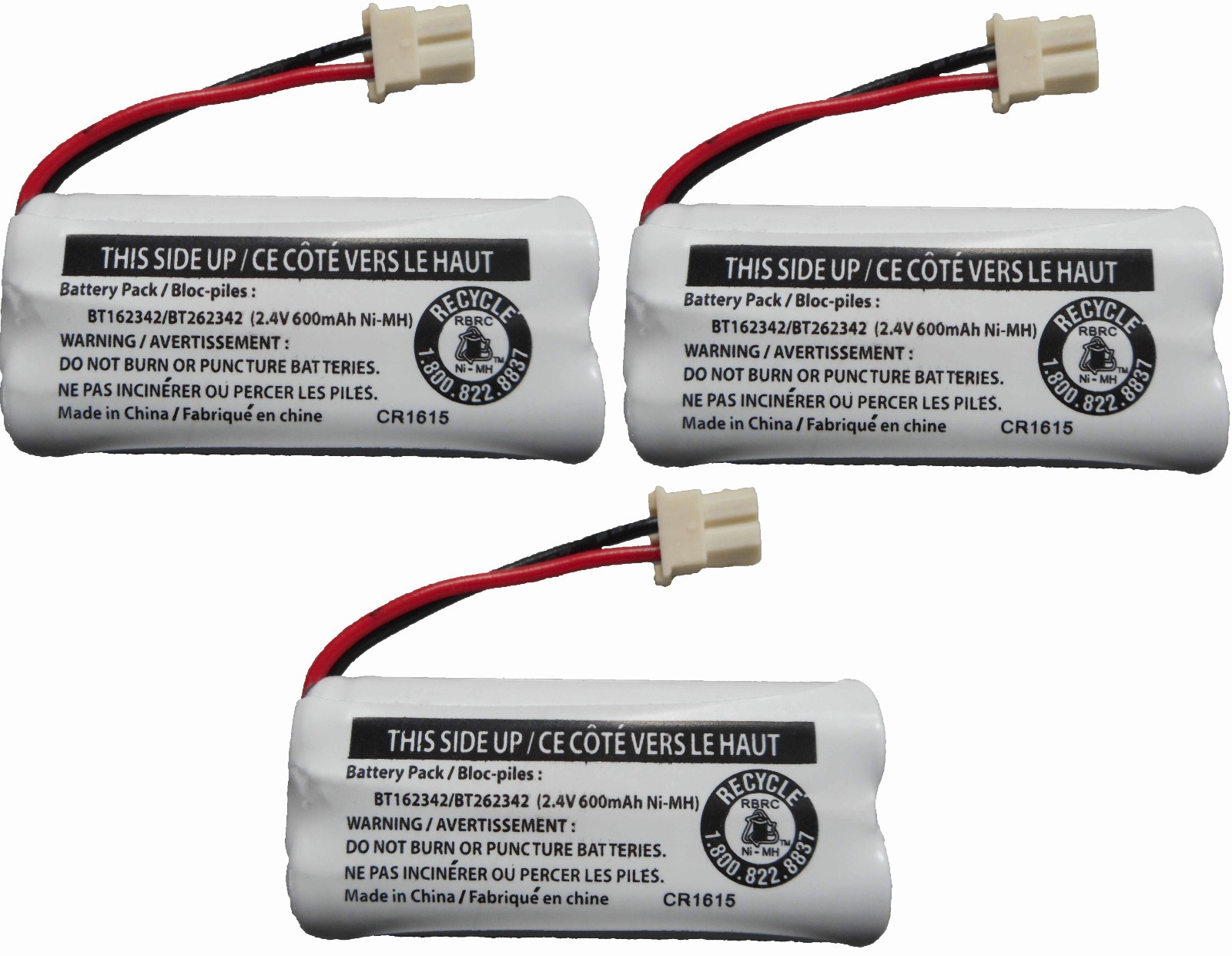 Battery BT162342 BT262342 for CS6114 CS6419 CS6719 CL80111 Telephones (3-Pack)