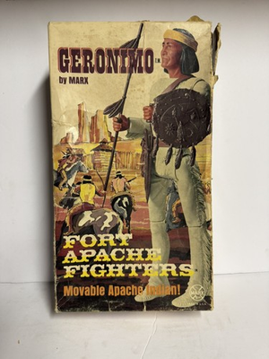 #ad Vintage 1967 Geronimo Marx Toy Action Figure Fort Apache Fighters w accessories $70.00