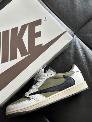 Nike Jordan 1 Retro Low OG SP Travis Scott Oilve White Black Leather Suede