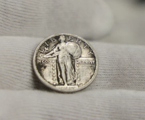 1917 D US Standing Liberty 25c Fine Type 2 (Cleaned)