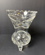 Hand Cut Best Crystal Vase Made in East Germany 6.5" Tall 4.5" Across Saw Tooth