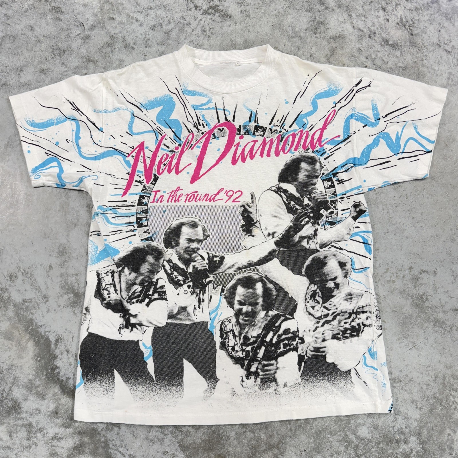 Vintage Neil Diamond Shirt Mens Large White In The Round Tour 1992 Band Tee 90s