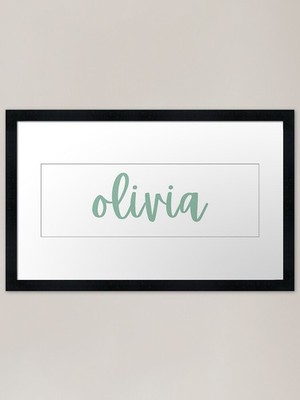 Olivia Name - Salbeigrün Gerahmtes Kunst Gerahmtes Wandbild Poster Leinwanddruck Bild