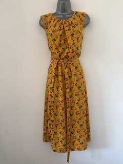 Pretty mustard Floaty summer Dress SZ 18
