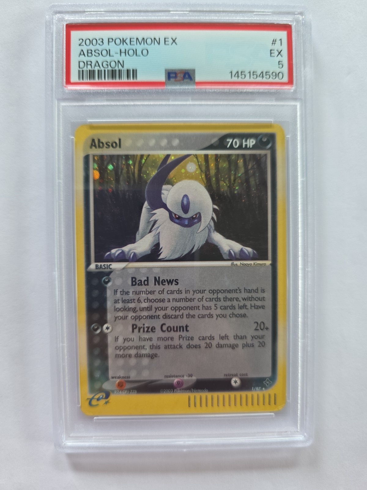 Pokémon TCG Absol 1/97 Dragon Holo Rare Card