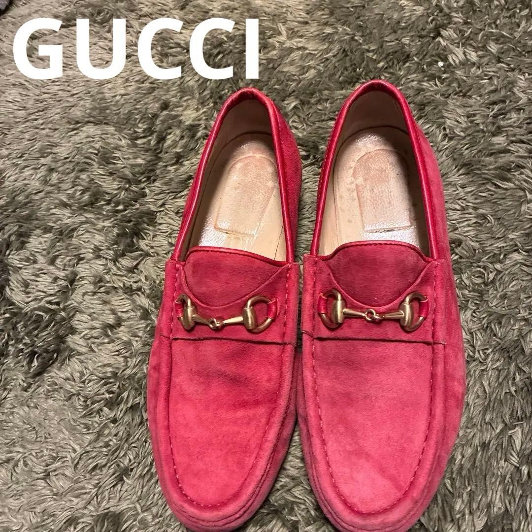 GUCCI Women's Loafers Horsebit Suede Red EU36.5/US6.5 120230c thumbnail 11