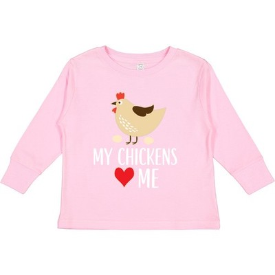 Inktastic My Chickens Love Me Toddler Long Sleeve T-Shirt Farm Fresh Light Dark