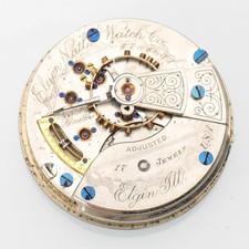 1893 Elgin 18s 17j Grade 124 Model 5 Pocket Watch Movement Parts Repairs