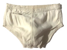 Rare 50s Mens White Swim Brief Bathing Trunks Swimsuit sz S 28-30 Vintage