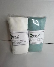 2 Pack MEILA Ultra Soft 100 Cotton Jersey Fitted Bassinet Sheets Green White