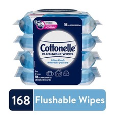 FreshCare Flushable Wet Wipes 100 Biodegradable 4 Flip-Top Packs Alcohol-free