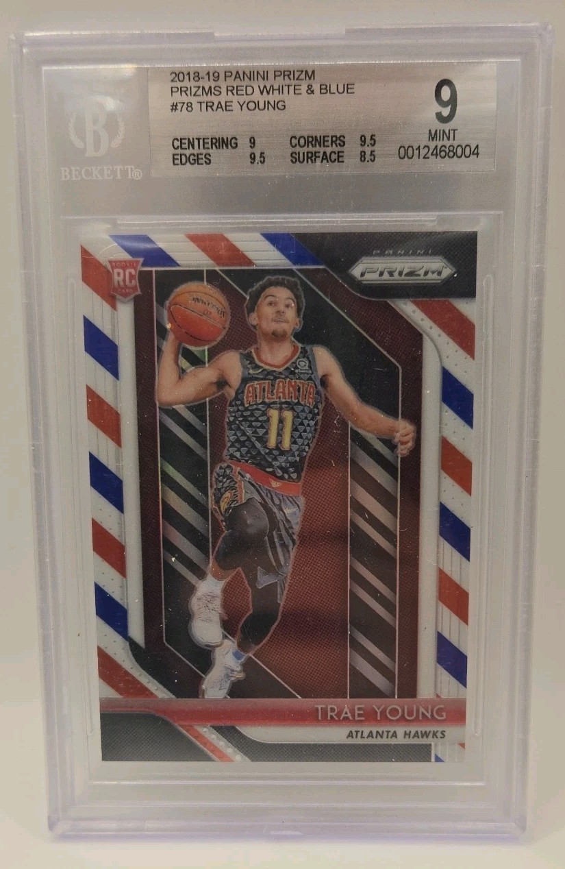 2018- 19 Trae Young Prizm Red White Blue Prizm Rookie BGS 9 Mint RC