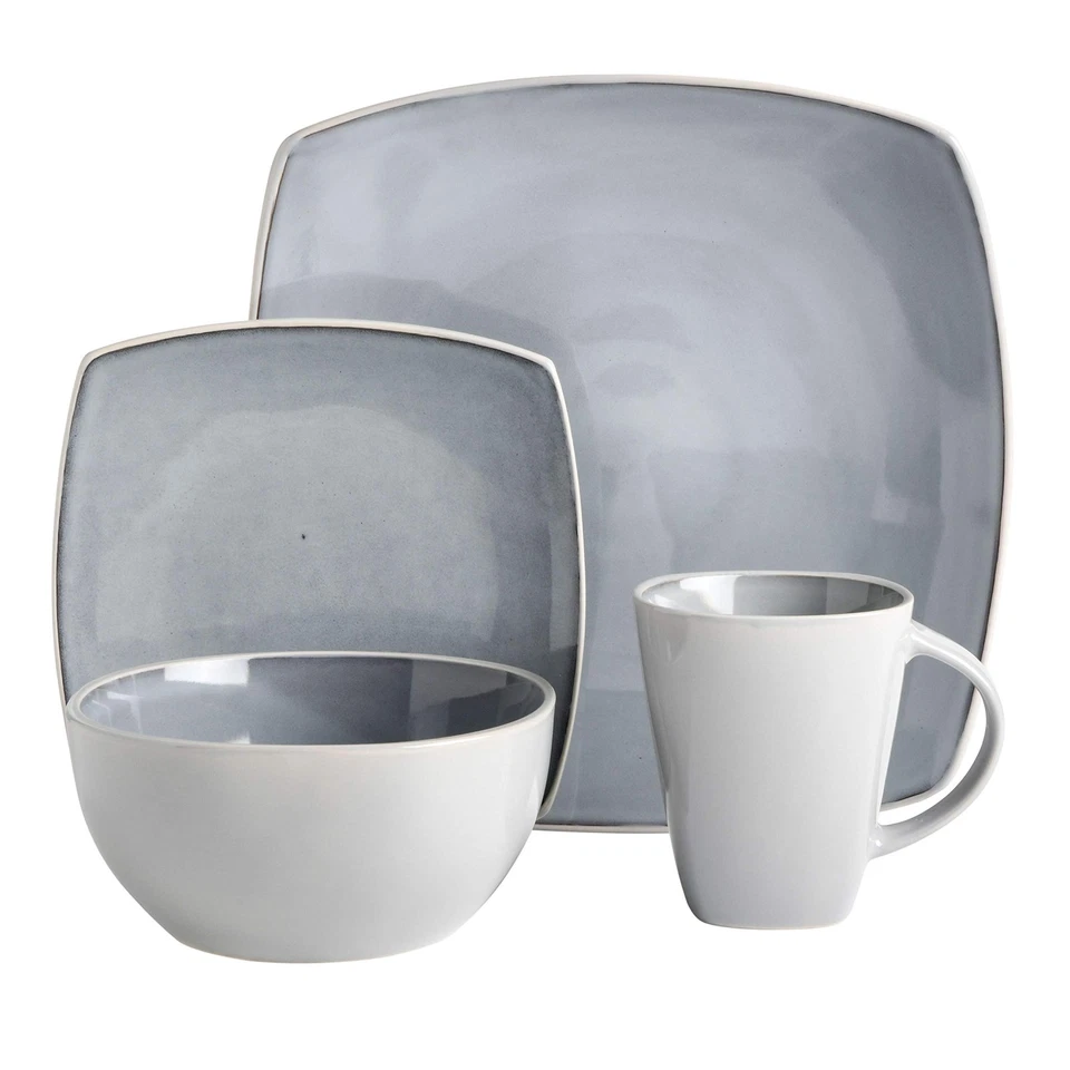 Soho Lounge Square Reactive Glaze Stoneware Dinnerware Set, Service for 4 (16... - Image 2 of 4