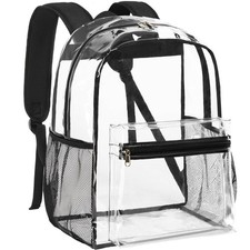 Vorspack Heavy Duty Clear Backpack, Extra Large Transparent Bookbag Black