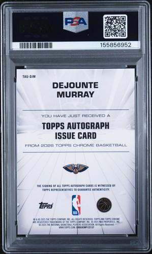 Dejounte Murray 2025 Topps Chrome #TAU-DJM Auto Issue Veteran PSA 10 Gem Mint - Picture 2 of 2