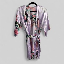 Stunning boutique lilac peacock printed ladies robe medium lounge novelty