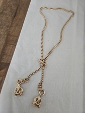 Vintage Lariat Necklace Belt Gold Tone Tassel Chain Fob 40