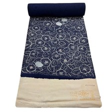 JAPANESE KIMONO FABRIC CLOTH BOLT PURE SILK DARK NAVY KOMON AA10931