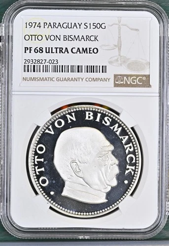 1974 Paraguay 150 Guaranies - NGC PF68 UC, "Otto von Bismarck"