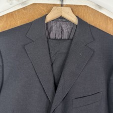 Zegna Suit Mens 42L Gray Herringbone Stripe 3 Button Wool Canvased Pants 34x32