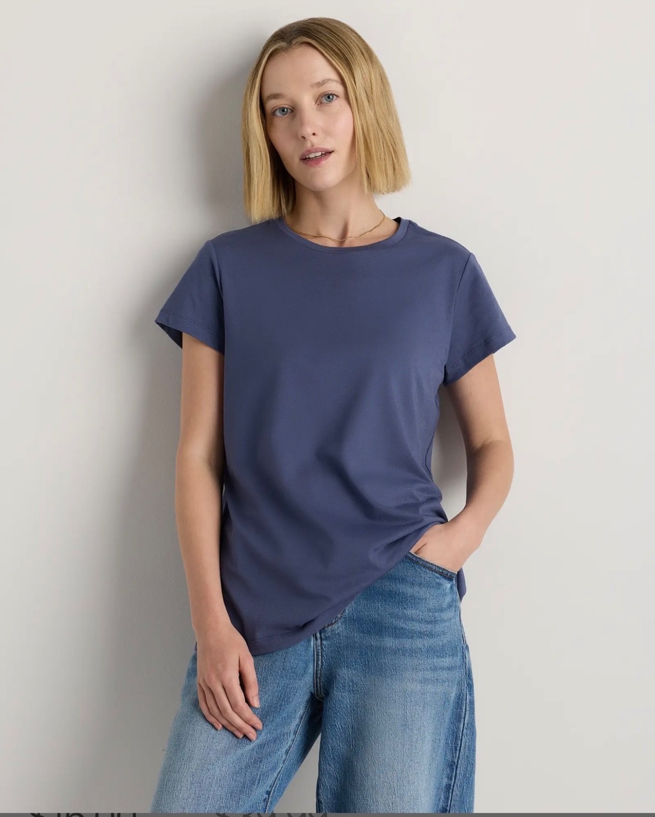 New Quince Top Womens Medium Cotton Modal Crew Tee Black And Blue Color Lot of 2