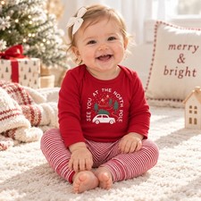 Carter's Just One You Kids Red North Pole Christmas Pajama Set 2-Piece Snug Fit