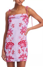 Farm Rio Porcelain Garden Lilac Linen Mini Dress - size Small -retail $230