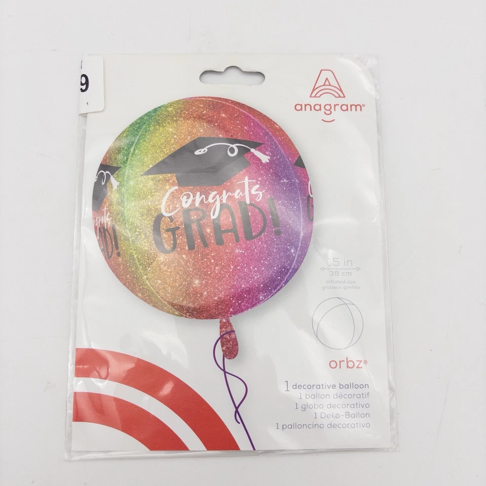 Anagram Orbz 15 дюймов поздравления выпускной фольгированный воздушный шар радужный блеск — новый - Изображение 2 из 3