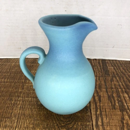Antique 5” Van Briggle Hand Thrown Pottery Pitcher Ming Blue Fred Wills