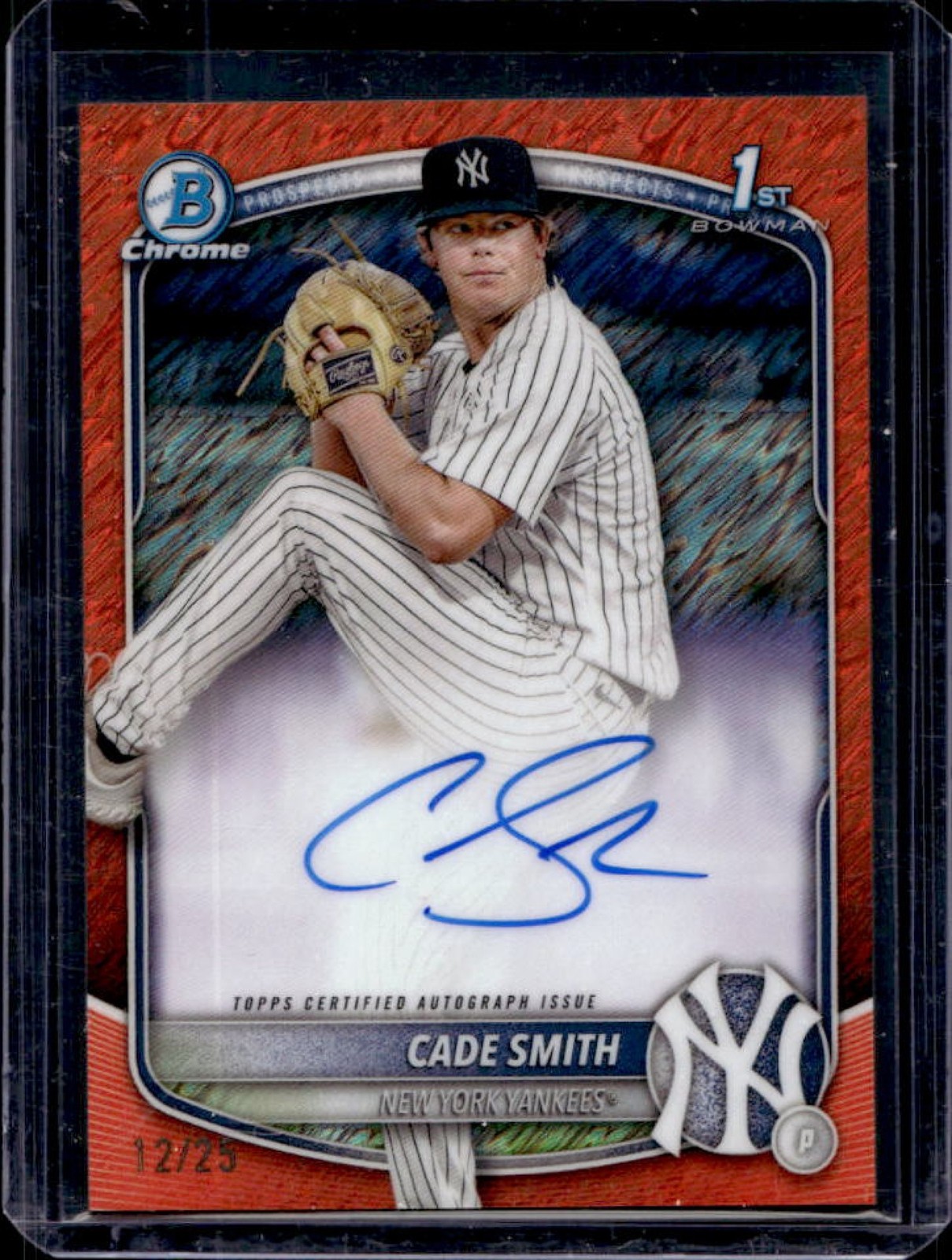 2025 Bowman Chrome Cade Smith Auto Orange Shimmer Refractor 1st Prospect #12/25