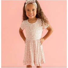 Posh Peanut Delaney Pink Leopard Ruffled Twirl Dress Girls Size 10Y-12Y