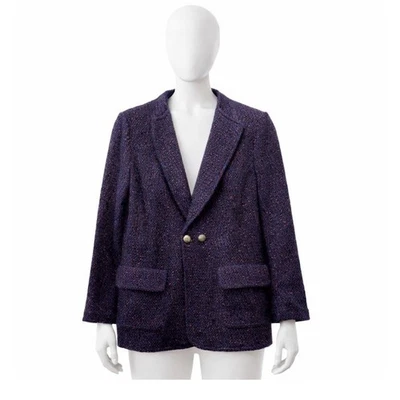 St. John Navy and Pink Wool Blend Blazer 12 Elegant Formal Business