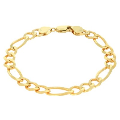 14K Yellow Gold Solid 2.75mm- 9.5mm Figaro Link Chain Bracelet