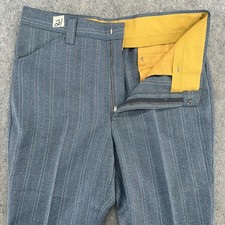 VINTAGE Farah Pants Mens 34x28 Gray Trousers Slacks Retro Mod Cuffed Baggy 60s