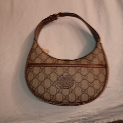 Gucci Interlocking G Patch Half Moon Hobo GG Coated Canvas Mini