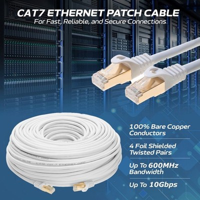 CAT7 U/FTP PATCH CORDS Cable GOLD PLATED 6FT-200FT Multi Pack LOT White
