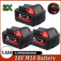3X 18 V / 5Ah / 5000 Mah FüR Milwaukee M18 B5 Xc Akku - Lithium Akku 48-11-1852