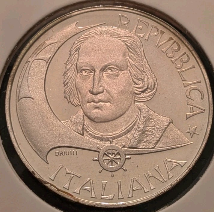 1992 Italy 500 Lire Colombo The Landing Silver