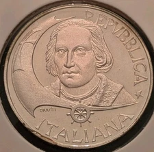 1992 Italy 500 Lire Colombo The Landing Silver