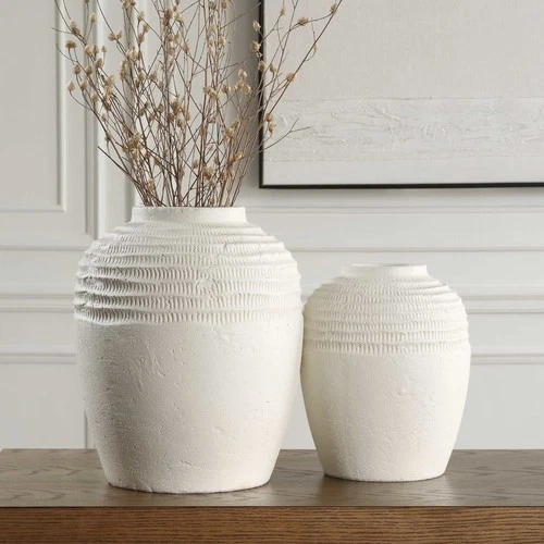 Uttermost 18245 Luna 14" Tall Ceramic Vases - Set of 2 - White - Picture 6 of 6