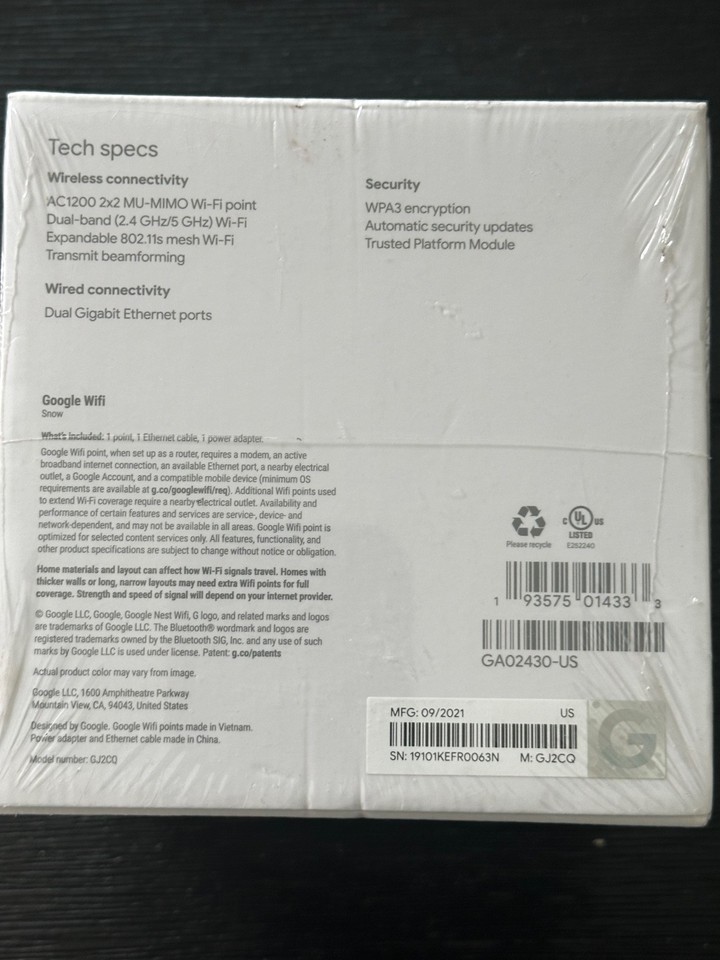 Google WiFi AC1200 Router Home system White New FACTORY Sealed 1ST GEN ...