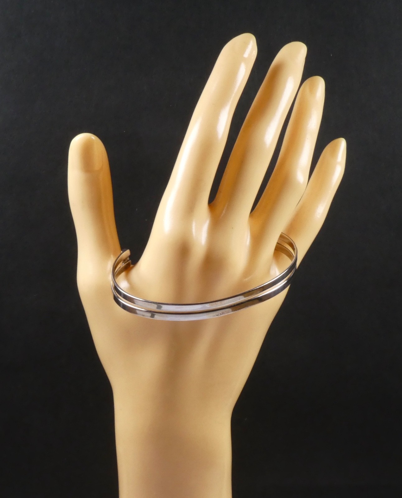 Double Cuff Bangle Lightweight Plain Flat Design … - image 1