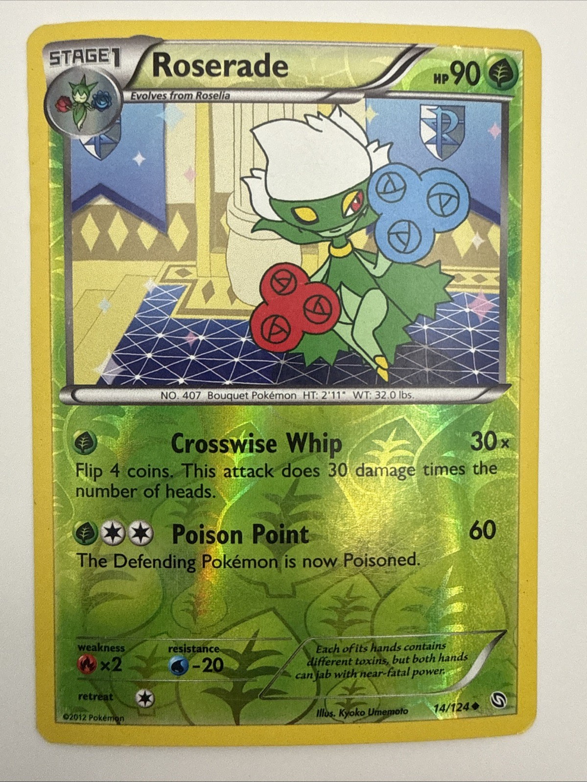 Pokemon Dragons Exalted Roserade 14/124 Reverse Holo Card HP